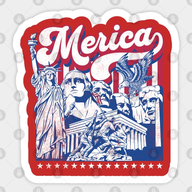 Merica USA American Monuments Sticker by DetourShirts